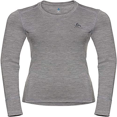 Odlo Damen Funktionsunterwäsche Langarm Shirt 100% MERINO 200 GRAMM, grey melange - grey melange, S