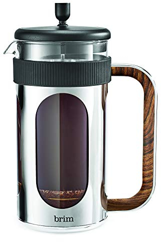 brim 50026 8 Cup French Press, Stainless steel/Wood Accents