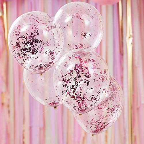5 Latexballons pink Confetti 30cm