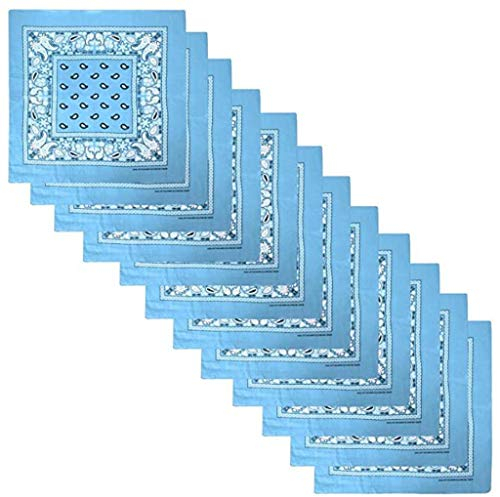 Lazzboy Bandana Kopftuch Halstuch Nickituch Biker Tuch Motorad Tuch verschied. Farben Paisley Muster(Hellblau)