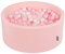 KiddyMoon Soft Ball Pit Round 90X40cm/200 Balls ∅ 7Cm / 2.75In For Kids, Foam Ball Pool Baby Playballs Children, Made In The EU, Pink:Light Pink/Pearl/Transparent