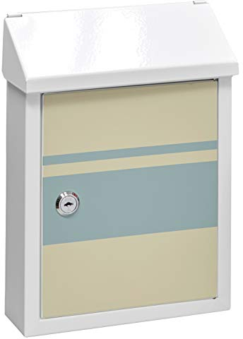 ARREGUI Smart Graphic E5721-STR Briefkasten oder DurchwurfBriefkasten aus Verzinktem Stahl, mit im Siebdruck lackiertem Motiv Lines, Größe S (DIN A5 Post), Wandbriefkasten für Draußen, Weiß