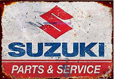 TSOSK Retro-Metall-Blechschild | Suzuki Parts and Service Vintage Schild | Home Club Bar Man Cave Garage Farm Wand dekoratives Metall-Blechschild 20,3 x 30,5 cm