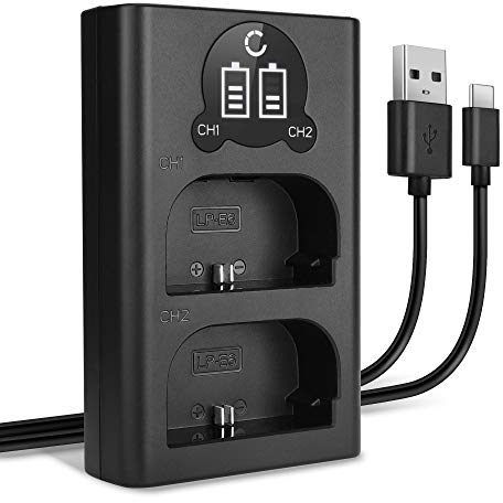 CELLONIC Chargeur Double LP-E6 LP-E6N Smart et Rapide Compatible avec Alimentation Dual LC-E6 CBC-E6 + Câble USB de Charge