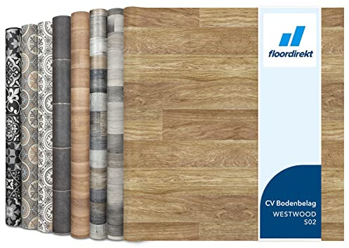 Floordirekt, Spark, Westwood S02 - Rivestimento per pavimenti in vinile, al metro su misura, per cucina e balcone, effetto legno, effetto piastrelle, robusto e facile da pulire, 200 x 400 cm