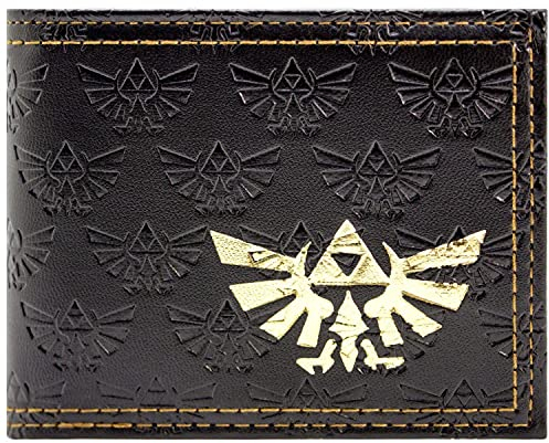 Link's Awakening Legend of Zelda Geprägte Goldene Triforce Artefakt Geldbörse/Geldbeutel Bi-Fold Münzfach & Kartenhalter, Schwarz