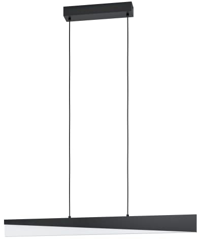 EGLO LED Pendelleuchte Isidro, Hängelampe dimmbar, Hängeleuchte aus Metall in Schwarz, Kunststoff in Satiniert, Esszimmerlampe hängend, Wohnzimmerlampe warmweiß, 80 cm