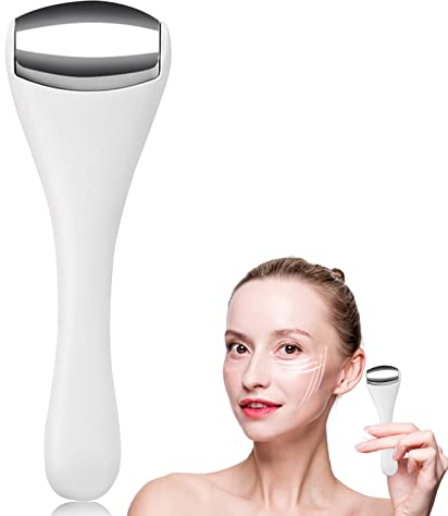 Mini Eyes Massager Eye Cool Roller for Eye Puffiness, Cold Facial Roller for Women Skin Care, Tighten Pores, Under-eye Relief, Reduce Face Wrinkle-Finger Size(White)