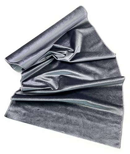 Modischer Tischläufer aus Samt 36 x 200 cm Tischfahne schmales Tischtuch mit geraden Enden (Grau)