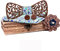 HZQIFEI Noeud Papillon Bois, Ensemble 4 Pièces Noeud Papillon en Bois + Boutons de manchette + Broche + Carré de Poche, Accessoire Mode (Style#03)
