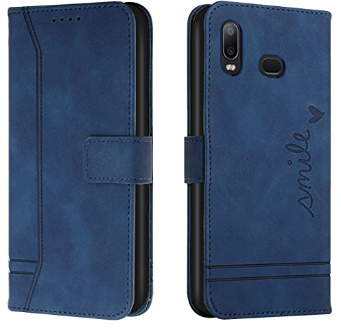 Lihondar Cover per Huawei Y6 2019/Honor 8A, Custodia Huawei Y6 2019/Honor 8A Portafoglio, Flip Libro Wallet Case Antiurto Custodia in Pelle PU Premium, Slot per Schede, con Magnetica a Scatto (Blu)