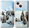 Bcov iPhone 14 Case, Cute Playing Penguin Leather Flip Phone Case Wallet Cover with Card Slot Holder Kickstand For iPhone 14