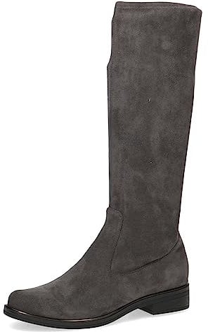 CAPRICE Damen Hohe Stiefel ohne Absatz Kniehoch Vegan, Grau (Dk Grey Str.), 40 EU