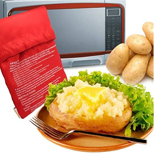 Lot de 2 sacs de cuisson réutilisables pour pommes de terre pour micro-ondes, rouge