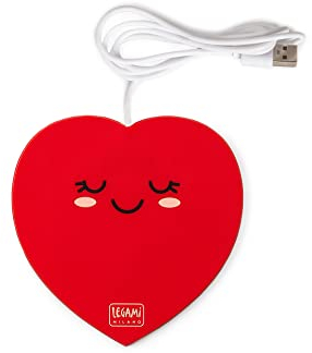 Legami - Chauffe-Tasses USB, Garde Les Boissons Chaudes, idéal pour Les Tasses et Les Verres à Fond Plat, 10 x 10 cm, entrée USB, thème du Heart, Unique