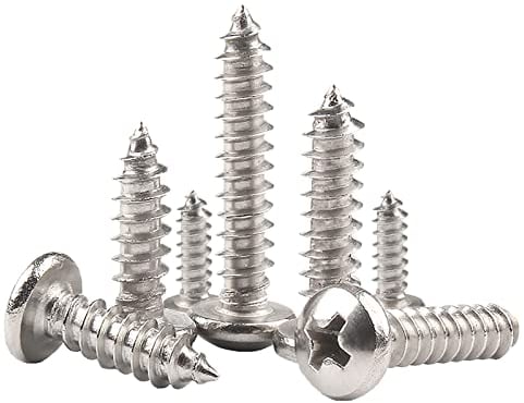 50 Pcs Self Tapping Screws, M5 x 25mm Multi Purpose Small Screw, Carbon Steel, Phillips Pan Head Bolts for Wood, Drywall and Furniture