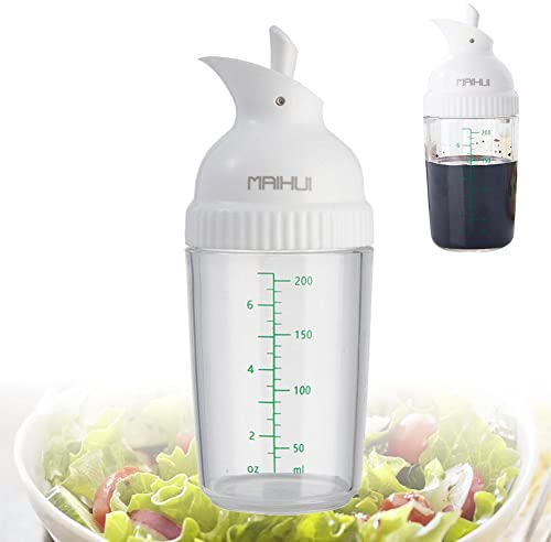 WAITLOVER Shaker à vinaigrette facile à prendre en main avec mélangeur H8X0 pour sauces avec échelle étanche Blanc