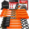 FORTEM Spanngurte - 1043 kg Bruchfestigkeit, 4 x 4,57 m Mit Ratsche - 4 Weiche Zurrschlaufen, Zurrgurte Mit Haken Aus Beschichtetem Metall - Gummigriffe - Tasche (Orange)