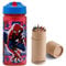 OM SUPPLIES Spiderman - Botella de agua cuadrada reutilizable con asa integrada para facilitar el transporte escolar, almuerzo, para niños, 510 ml, plástico sin BPA, incluye tamaño medio, juego de 12