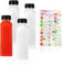 TAFACE 4 bottiglie per bevande in plastica da 400 ml con coperchi ermetici neri, contenitori trasparenti riutilizzabili per conservare acqua, latte e bevande varie.