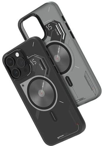 Aulumu TPU Magnetic for iPhone 15 Pro Case - IMD Technology Motifs- Compatible with MagSafe [Aluminum Alloy Camera Frame] A15 Translucent Gray