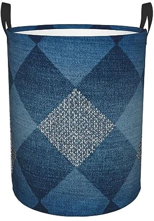 Jeans Inlaid Rhinestone Photo Laundry Basket Hamper Waterproof Dirty Clothes Hamper Collapsible Washing Bin Clothes Bag with Handles Freestanding Laundry Hamper for Bathroom Bedroom Dorm Travel