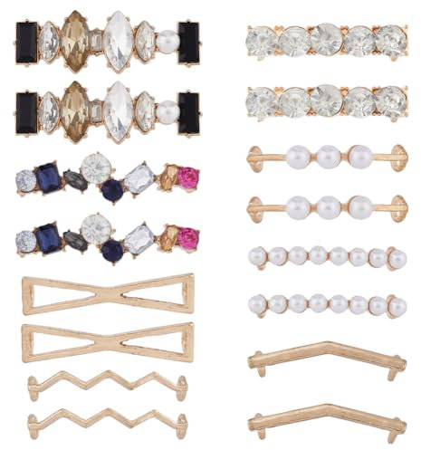 SUPERFINDINGS 16Pcs 8 Styles DIY Shoelace Decorations Charms for Sneakers DIY Pearl Rhinestones Shoelace Accessory Fashion Shoes Clips for Women Girl Sneakers Casual Shoes Hole: 3~5mm, Alloy, No