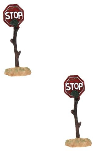 FRCOLOR 2 Stück Aquarium Landschaft Handwerk Stoppschild Aquarium Harz Material Sicherheitsschild Rotes Stoppschild Warnschild