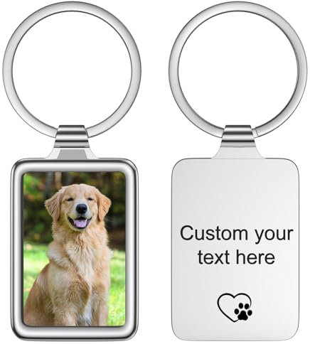 FAMIPAWS Porte-clés personnalisé avec photo de chien personnalisé - Cadeau commémoratif pour la perte de chien, Rectangle, taille unique