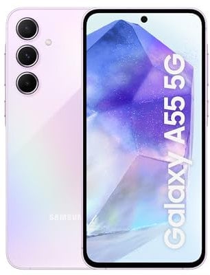 Samsung Galaxy A55 5G, Factory Unlocked Android Smartphone, 256GB, 8GB RAM, 2 day battery life, 50MP Camera, Awesome Lilac, 3 Year Manufacturer Extended Warranty (UK Version)