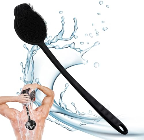 Silikon RüCkenschrubber FüR Die Dusche, Silikon KöRperschrubber Mit Langem Griff, RüCkenschrubber, Abgestorbene Haut entfernen Und Massage KöNnen Mehr Schaum Erzeugen