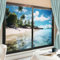 AEMYSKA Vintage Ocean Sichtschutz Fensterfolie Tropische Insel Landschaft Palme Buntglas Fensterabdeckungen Kein Kleber Statisch Haftende Fensterfolie für Home Office Stores 70 x 100 cm x2 Stück