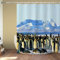 Duschvorhang 120 x 200 Pinguin Duschvorhänge Schneegebirgseisberg Anti Schimmel Waschbar Polyester Textil Shower Curtains für Badezimmer Badewanne mit 8 Haken, Z5383
