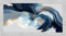 Lupia - Quadro moderno, per soggiorno camera da letto, con cornice BOSTON colore GREY, 60x110 cm, ABSTRACT FLOWER stampa su pannello in legno, stile floreale blu e oro