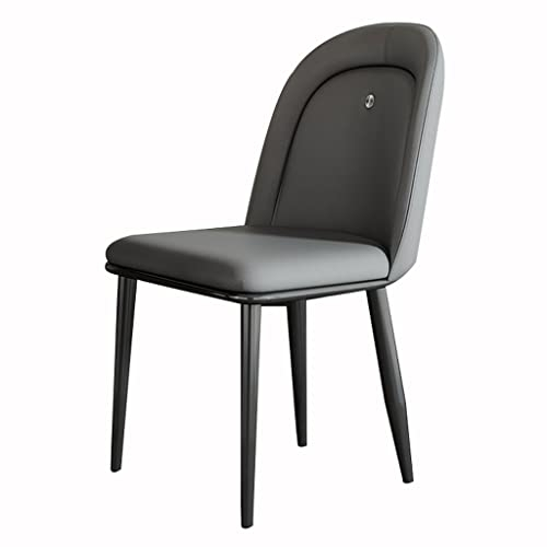 BAKULI Wasserdichter Lederstuhl für Küche, Esszimmer, Schlafzimmer, Hochzeitszimmer, Balkon, Sofa, Stuhl, schmiedeeiserne Beine, Schminktisch, Make-up-Stuhl (hell-dunkelgrau)