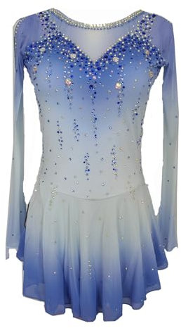 LIUHUO Elegantes blaues Eiskunstlaufkleid für Mädchen und Damen – Wettkampf-EIS-Tanzkleid – Skating-Kleidung, Blau, Groß