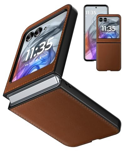 Cresee Hülle für Motorola Razr 60 (2025) / Razr 50 (2024) PU Leder Handyhülle Case Schutzhülle Cover für Moto Razr 50/60, Braun