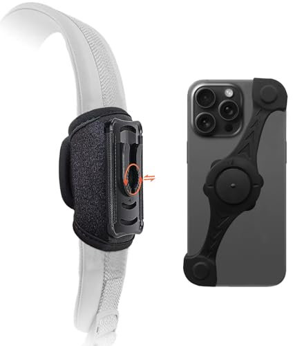 HEZEN Universal Mobile Phone Holder for Backpack Strap Clip, 360° Rotatable and Removable, Backpack Mobile Phone Holder for All iPhones, Perfect for Hiking, Climbing etc. (Black 001)