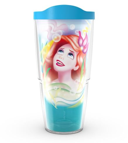 Tervis Disney – La Petite Sirène – Ariel 80s Gobelet isotherme à double paroi pour garder les boissons froides et chaudes, 710 ml, classique
