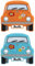 BRISA VW Collection - Volkswagen Käfer/Beetle Rubber Magnet - Front, Kühlschrankmagnet, Magnete für Kühlschrank, Magnettafel, Whiteboard, Pinnwand (2er Set, Orange & Blau)