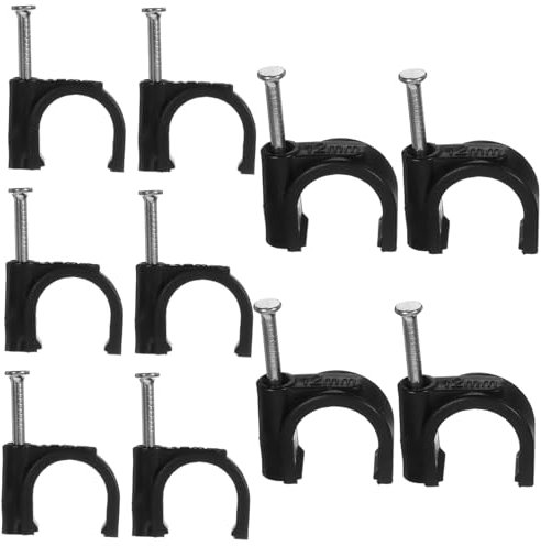 CATIEBYE 100 Stück Halbklemmen Klemmen J-haken Rohrklemme Mit Nagel Für Kabelmanagement Stabil Und Langlebig Ø12mm Schwarz