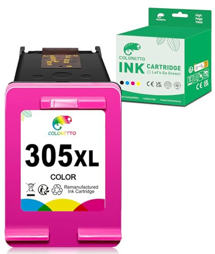 COLORETTO Druckerpatronen für HP 305 Farbe XL für HP Deskjet 2820e patronen für Deskjet 2700e 2720e 2810e 4120e 4222e für HP Deskjet 2800e Druckerpatronen (1 Farbe) für HP patronen 305XL