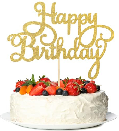Happy Birthday Cake Topper Geburtstag Happy Birthday Tortendeko Geburstagstorte Skuchendekoration Tortendekoration Gold Tortenstecker für Kuchendekoration Birthday zum Feiern von Geburtstag