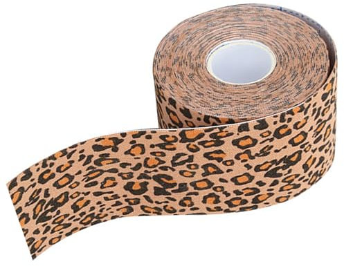 1 Rolle Baumwolle Muskelband mit Leopardenmuster,5m*5cm Selbstklebendes Elastisches Ausarbeiten Sporttape,Wasserfest Bandage für Muskelbelastung,Kinesiologie Tape für Schulter, Knie, Arm, Bein, Rücken