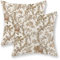 GOLIANDA Chinoiserie Kissenbezüge, 45,7 x 45,7 cm, 2 Stück, brauner Vogel, Blume, Vogel, dekorativer Kissenbezug, Bauernhaus, Leinen, für Couch, Sofa, 45,7 x 45,7 cm, 2 Stück