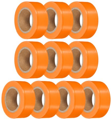 PATIKIL 10 Unidades Cinta De Señalización Fluorescente Naranja 1 X 100 Pies Cinta De PVC No Adhesiva Para Marcación De Árboles Y Senderos