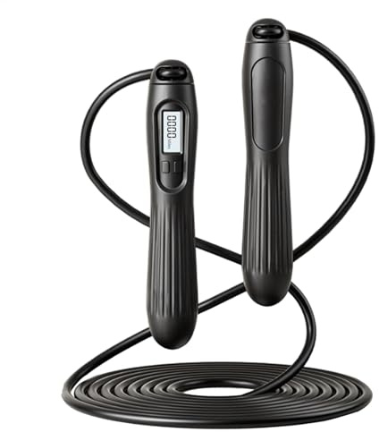 Generic Corda Per Saltare Con Contatore Digitale Wireless, Corda Ponderata Con Display A LED, Attrezzatura Da Allenamento Con Manico Antiscivolo In Lega Di Acciaio, Nero