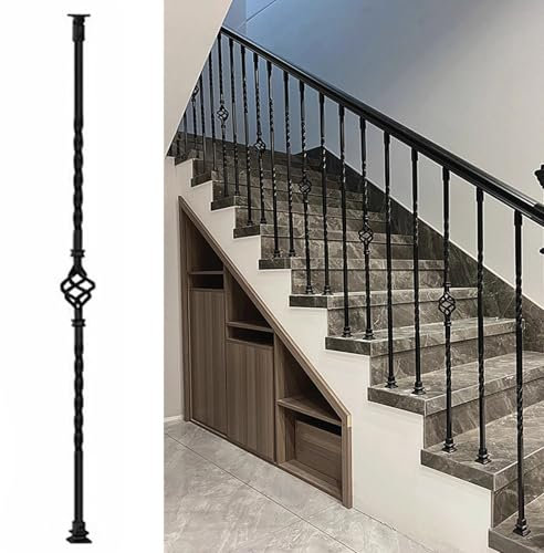 Ringhiera Vetro scale interne esterni Scale Balaustre Mandrini Post, Doppie Torsioni Recinzione In Metallo Ringhiera Corrimano Pilastro per Mansarda/Balcone/Ponte/Scala Parapetti, Staffe Superio