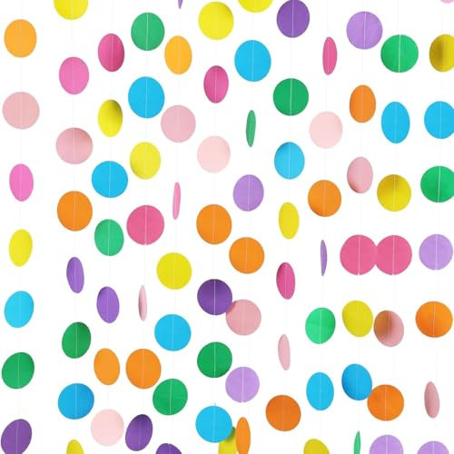 Bunte Papier Girlande Kreis Dots Party Hängende Regenbogen Dekorationen für Geburtstag Hochzeit Baby Dusche Klassenzimmer Candyland Streamer Party Supplies 26ft