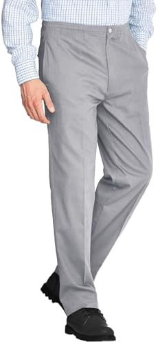 Mens Elasticated Waist Rugby Trousers – Smart Workwear Bottom, Comfortable Stretch Fit, Drawstring Waist, Straight Leg, Casual & Formal Pants – (Grey 34/29)